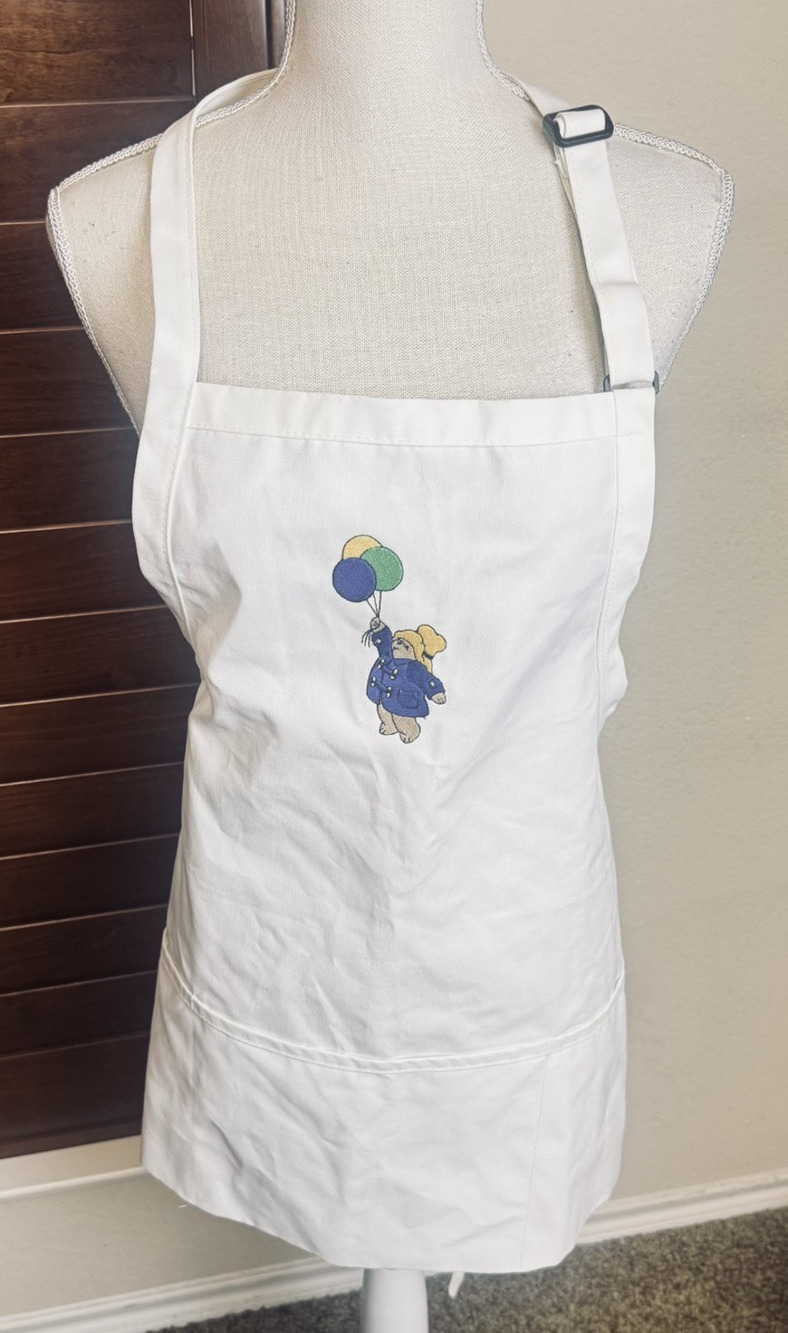 Paddington Bear Apron White Fame Made in USA chef‎ art embroidered